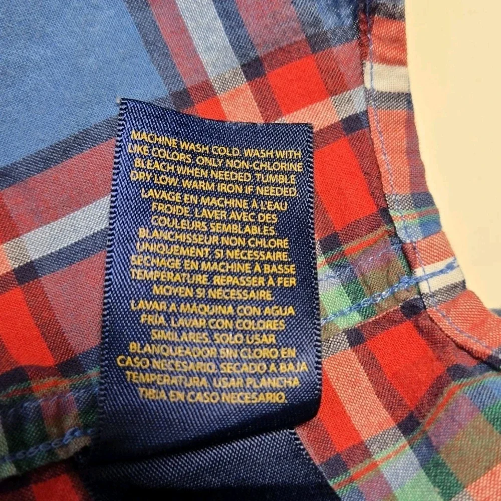 Polo Ralph Lauren Blue Plaid Oxford Shirt Boys Size XL Shirt Sleeve Button‎ Up